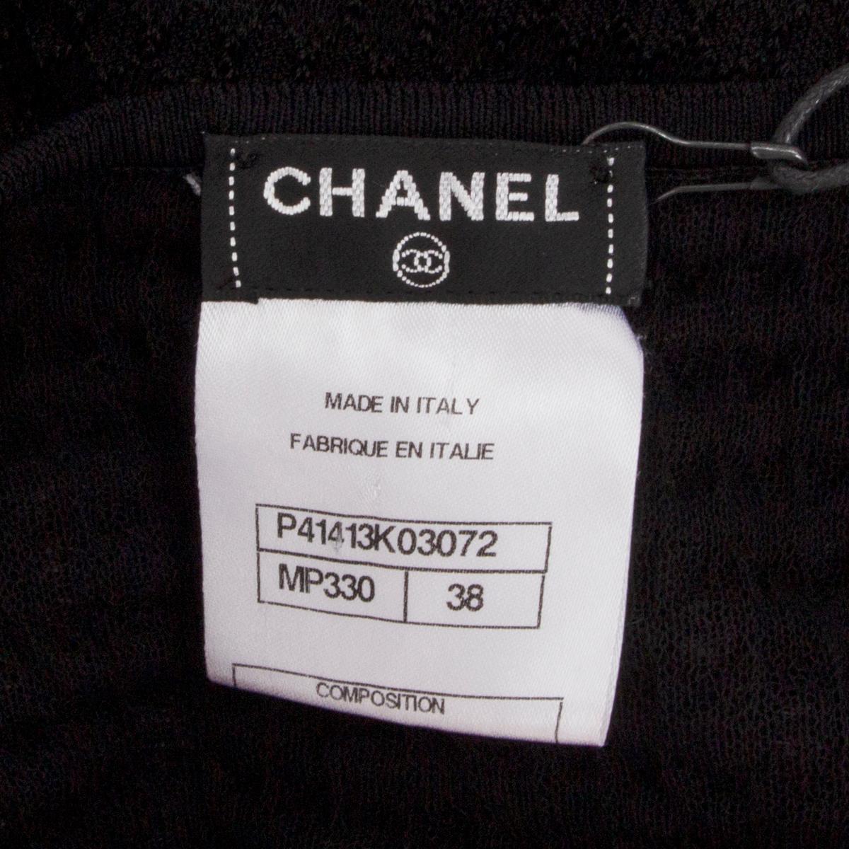 CHANEL black viscose 2011 11P ASYMMETRIC PANELED KNIT Dress 38 S For Sale 2