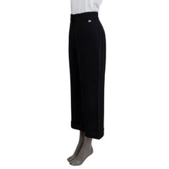 CHANEL black viscose 2017 17K WIDE LEG CREPE Pants 40 M