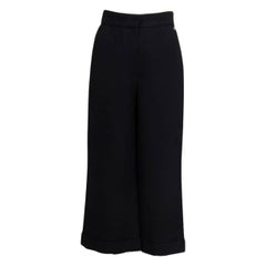 CHANEL noir viscose 2017 17K WIDE LEG CREPE Pantalon 40 M