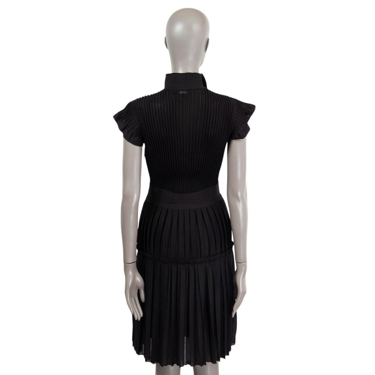 CHANEL black viscose 2018 18B CAP SLEEVE RIB-KNIT Dress 38 S 2