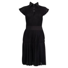 CHANEL black viscose 2018 18B CAP SLEEVE RIB-KNIT Dress 38 S