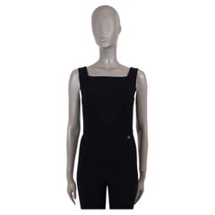 CHANEL black viscose 2019 19S CREPE CROPPED Jumpsuit 38 S