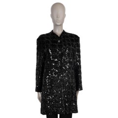 CHANEL black viscose 22K SEQUIN TWEED Coat Jacket 40 M