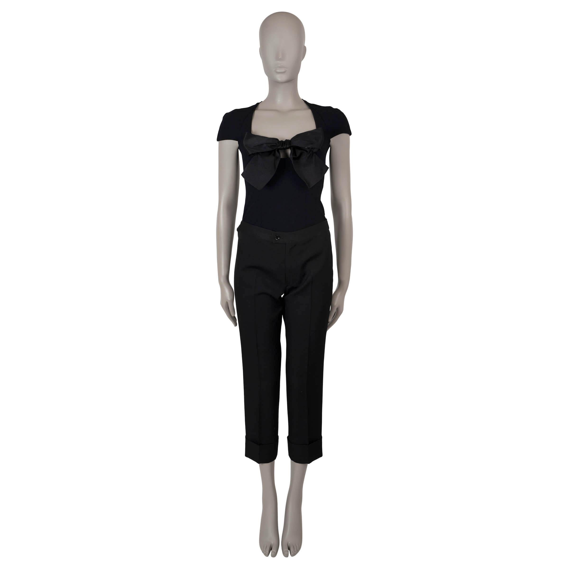 Women's CHANEL black viscose 23S BOW EMBELLISHED BODY TOP Shirt 36 XS For Sale
