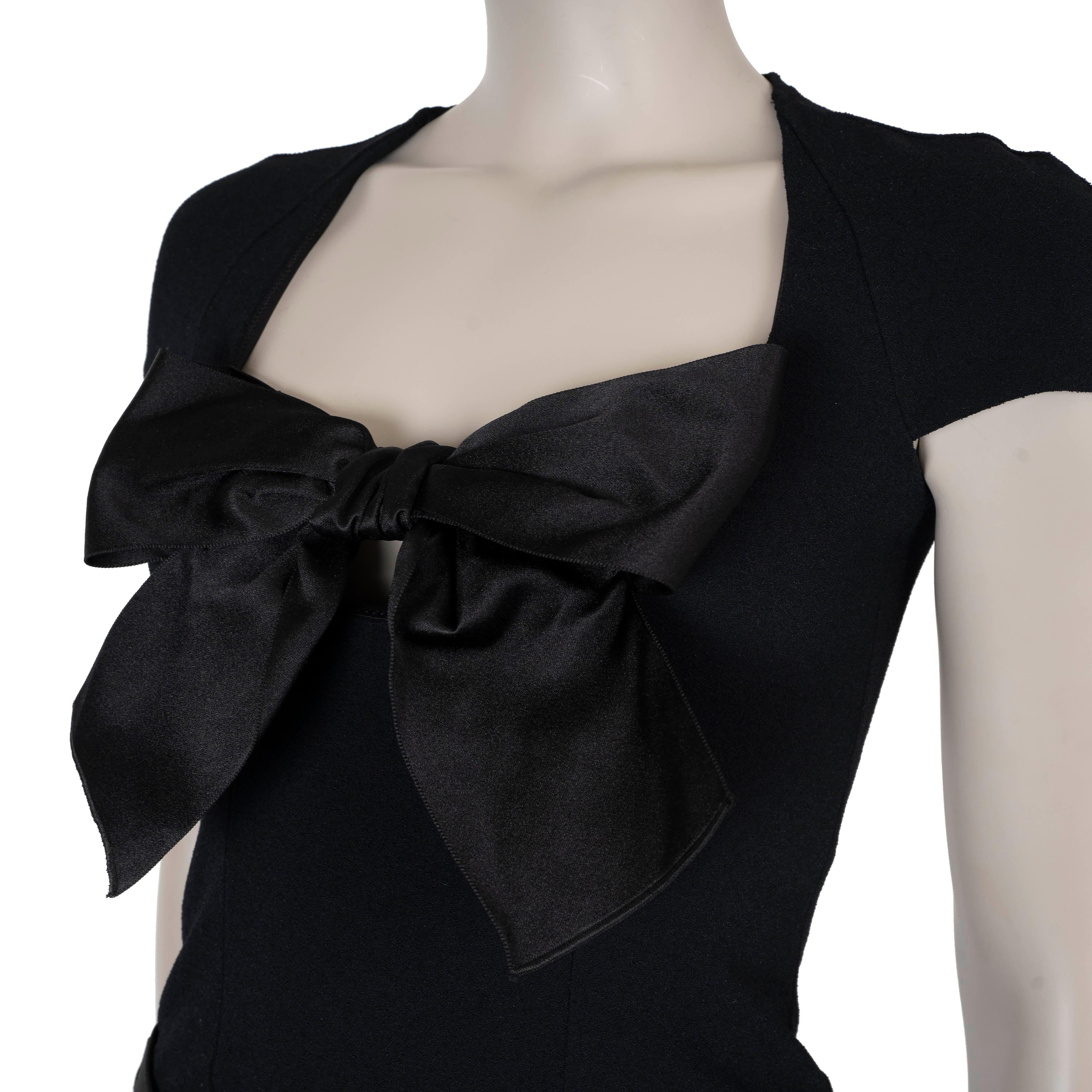 CHANEL black viscose 23S BOW EMBELLISHED BODY TOP Shirt 36 XS For Sale 1