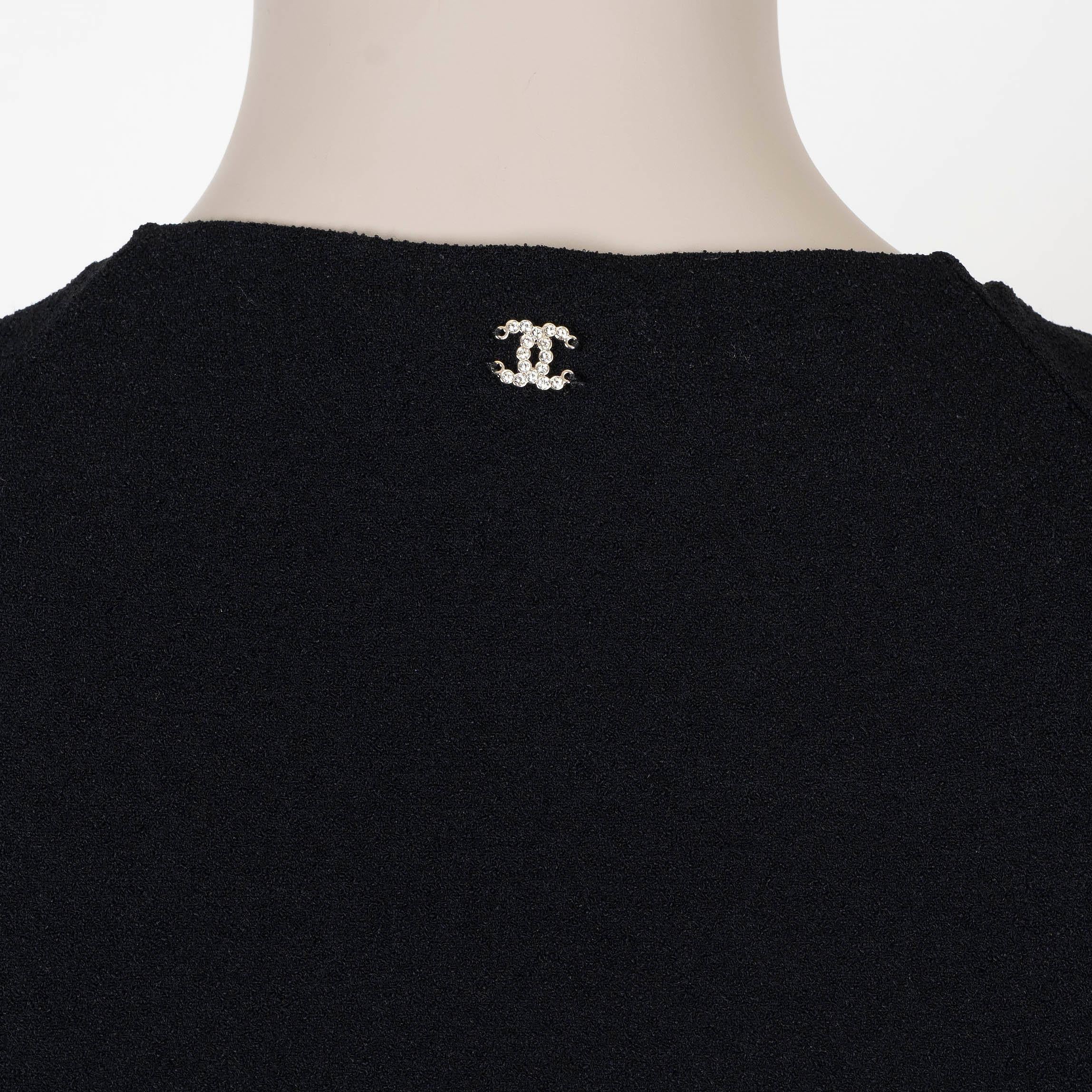 CHANEL black viscose 23S BOW EMBELLISHED BODY TOP Shirt 36 XS For Sale 2