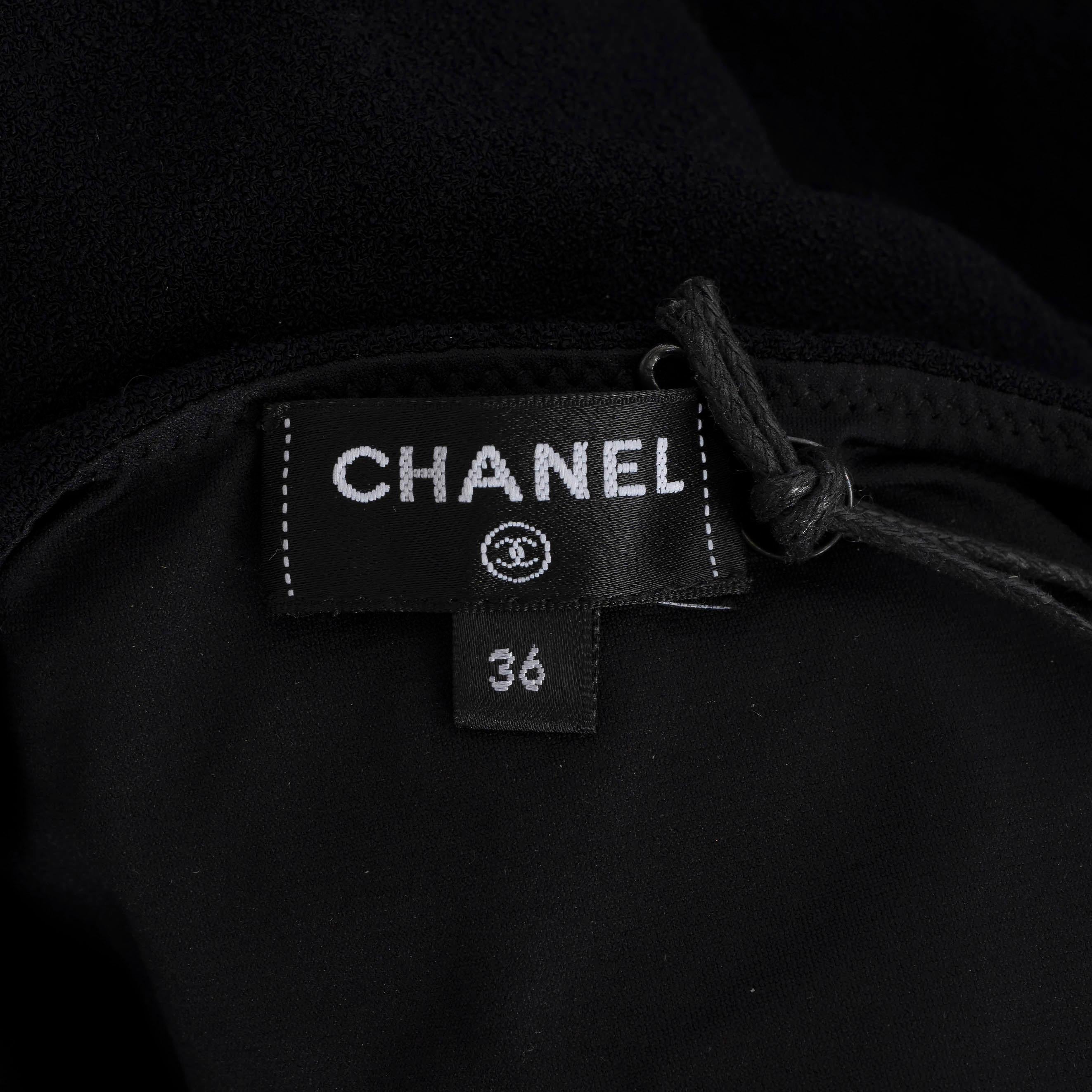 CHANEL black viscose 23S BOW EMBELLISHED BODY TOP Shirt 36 XS For Sale 3