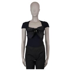 CHANEL black viscose 23S BOW EMBELLISHED BODY TOP Shirt 36 XS