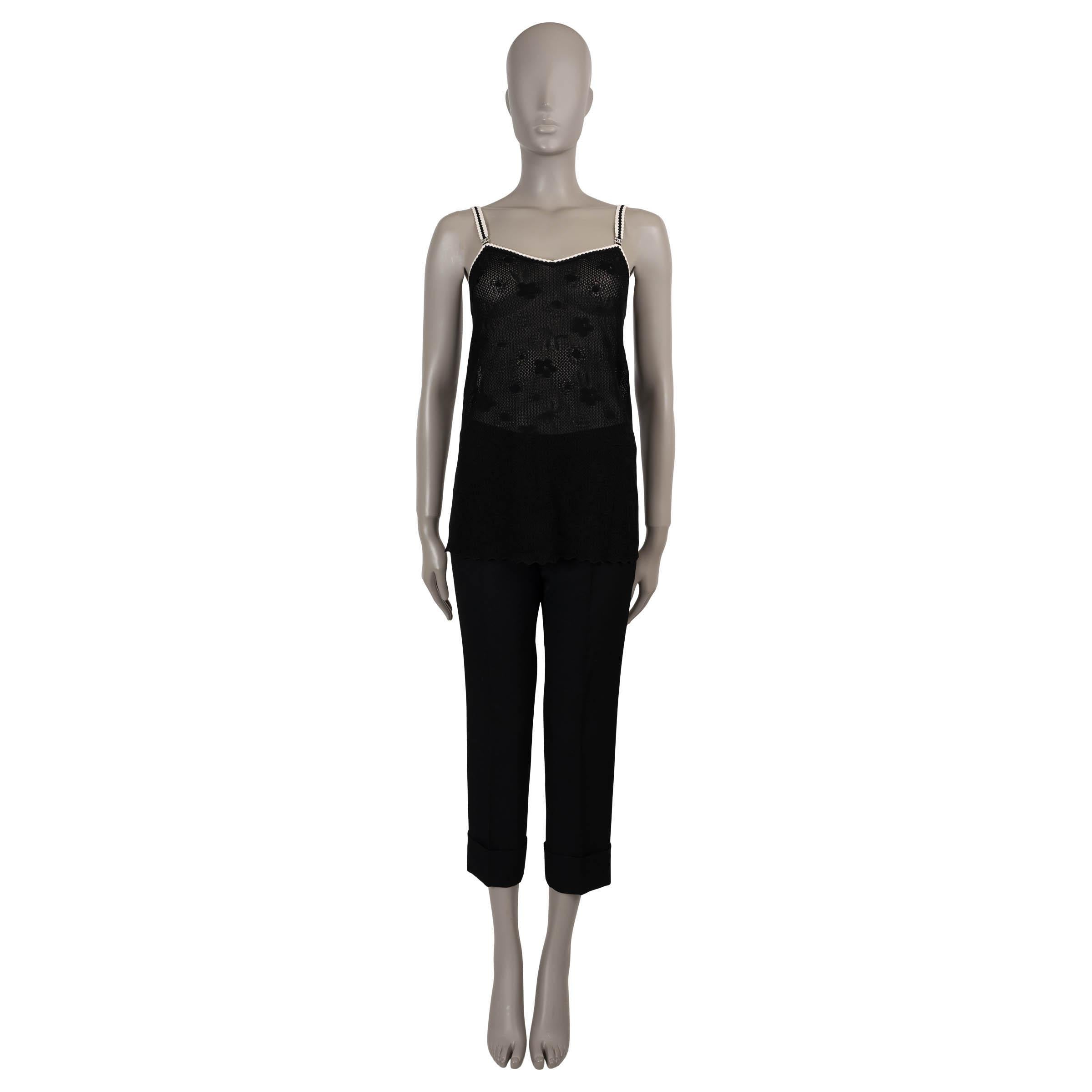 Women's CHANEL black viscose 24B EMBROIDERED KNIT Tank-Top Shirt 36 XS For Sale