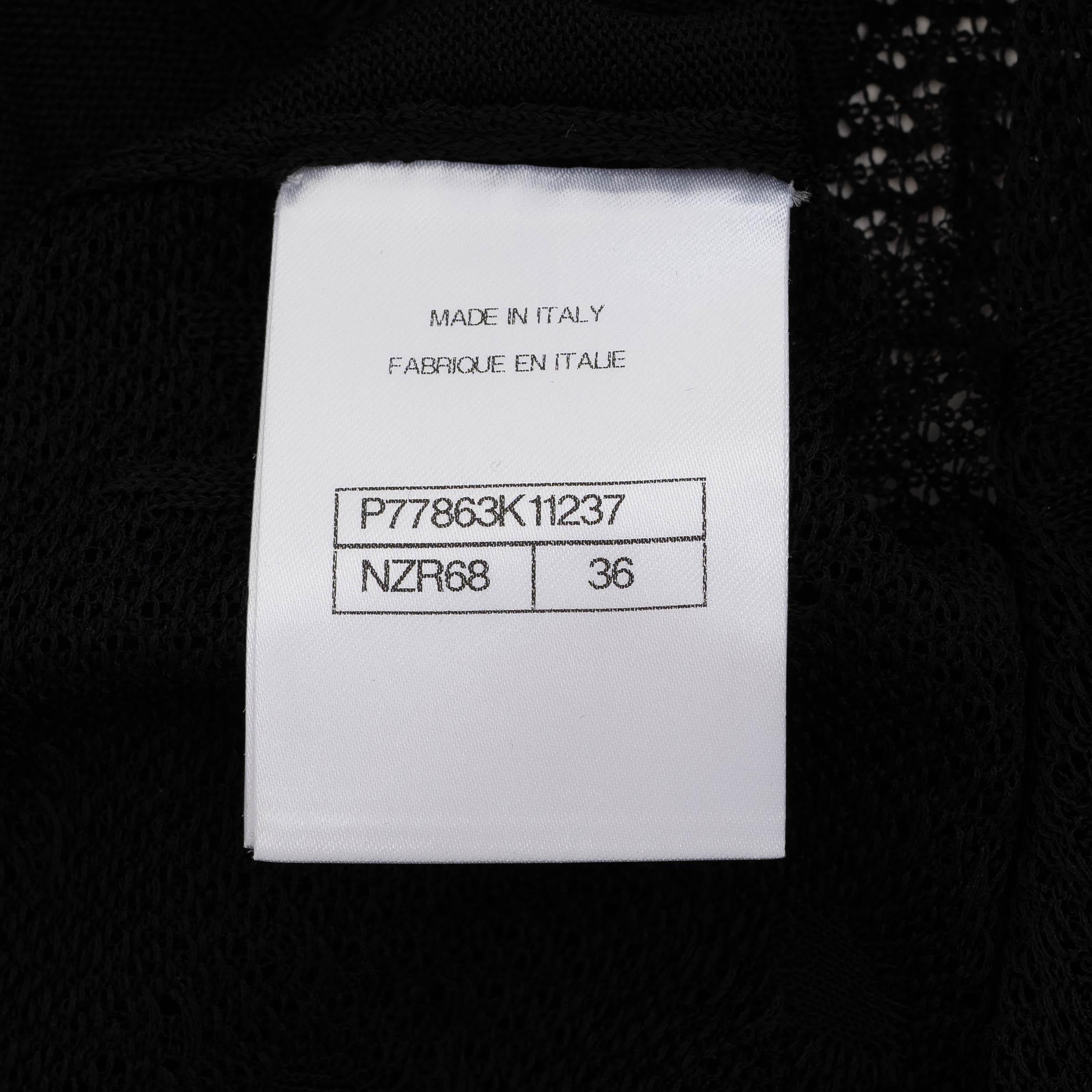 CHANEL black viscose 24B EMBROIDERED KNIT Tank-Top Shirt 36 XS For Sale 4