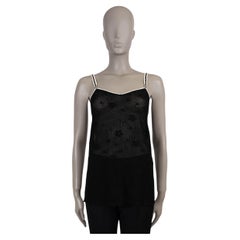 CHANEL black viscose 24B EMBROIDERED KNIT Tank-Top Shirt 36 XS