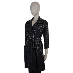 CHANEL black viscose 24P LOGO GLITTER JERSEY Coat Jacket 36 XS