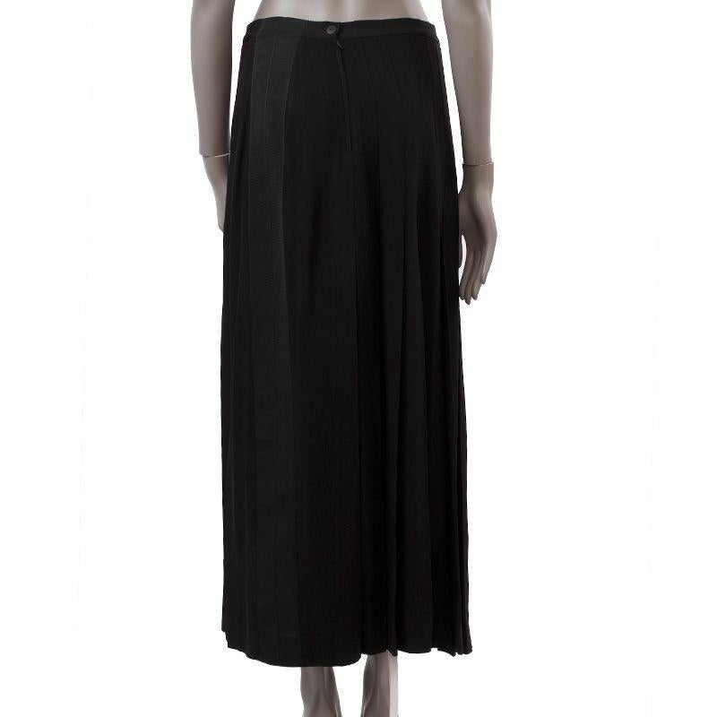 Black CHANEL black viscose blend PLEATED A-Line MAXI Skirt S For Sale