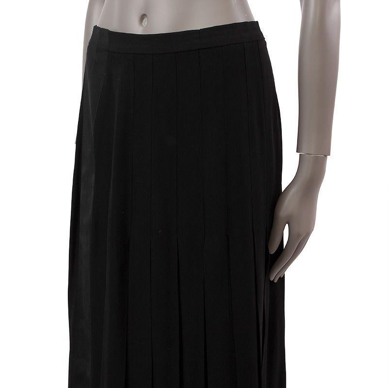 Women's CHANEL black viscose blend PLEATED A-Line MAXI Skirt S For Sale