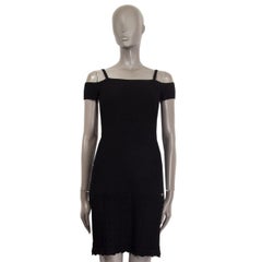 CHANEL black viscose COLD SHOULDER Dress 38 S