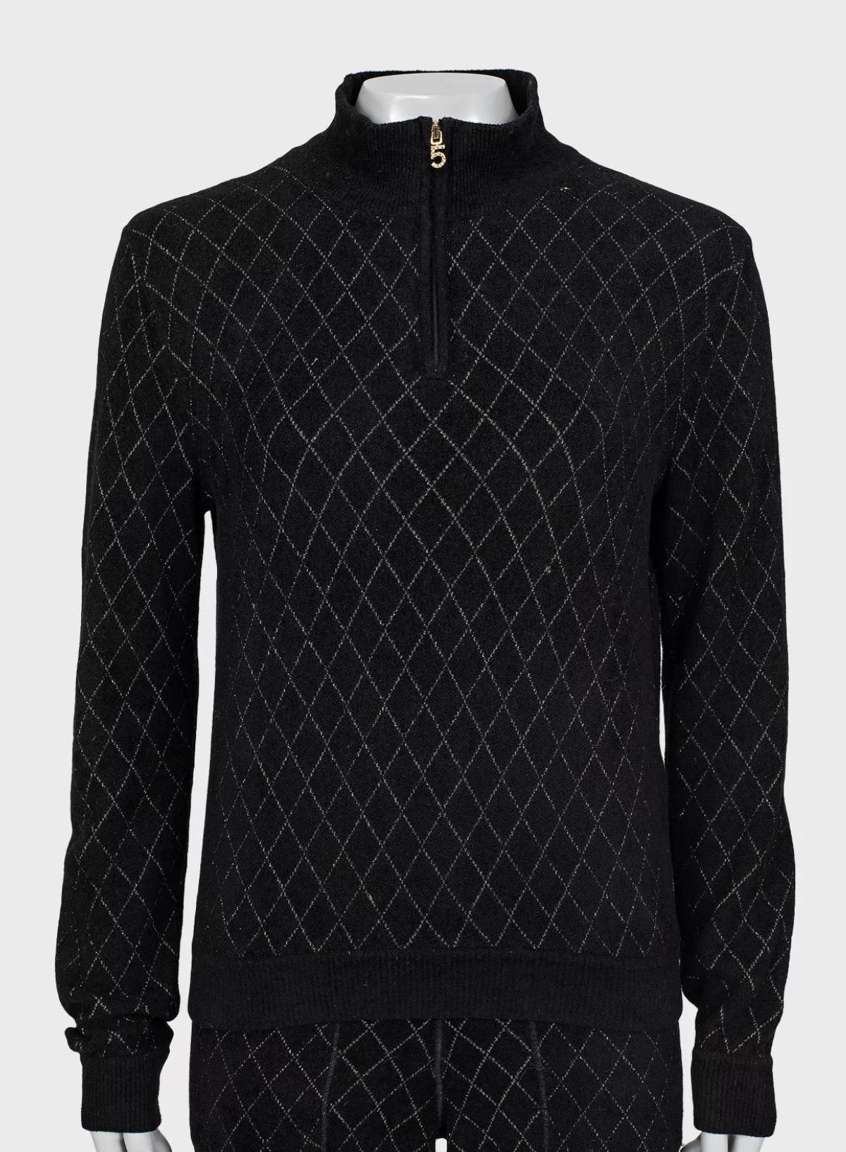 Chanel, maglione nero in viscosa, set di pantaloni - Sz. 38 In condizioni ottime in vendita a Krakow, PL