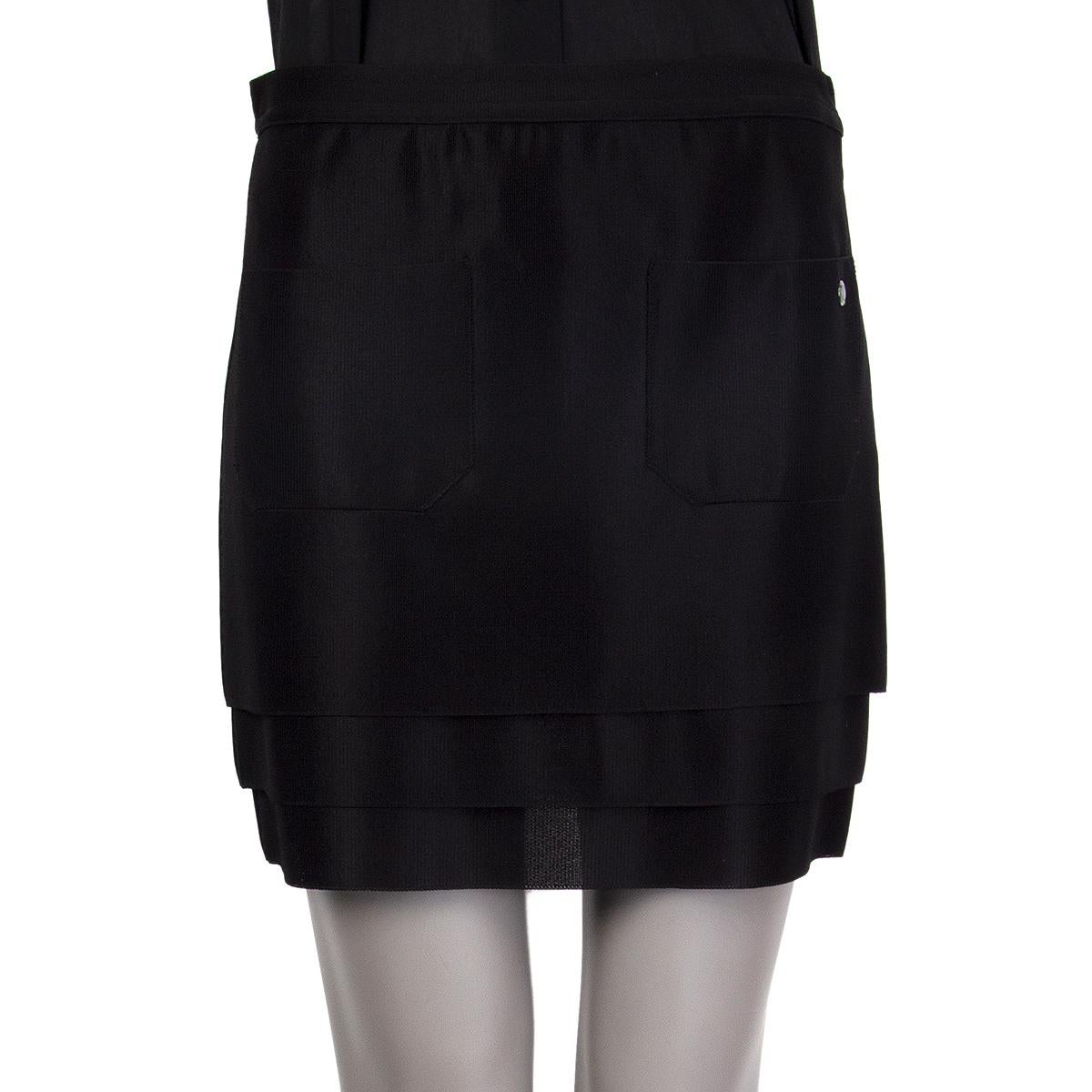 Women's CHANEL black viscose LAYERE MINI WITH POCKETS Skirt 38 S For Sale