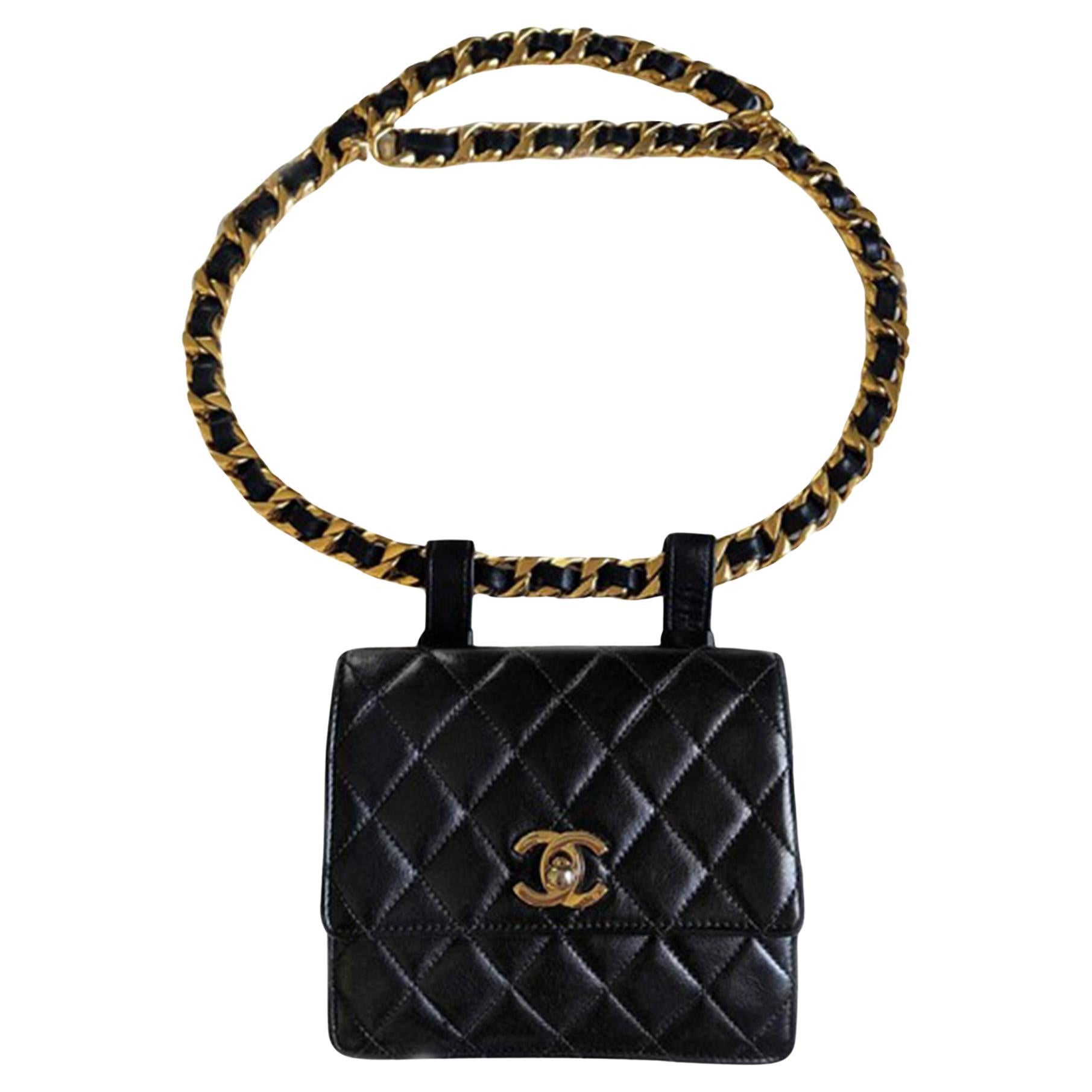 Chanel Black Waist Belt Bag Fanny Pack For Sale 3