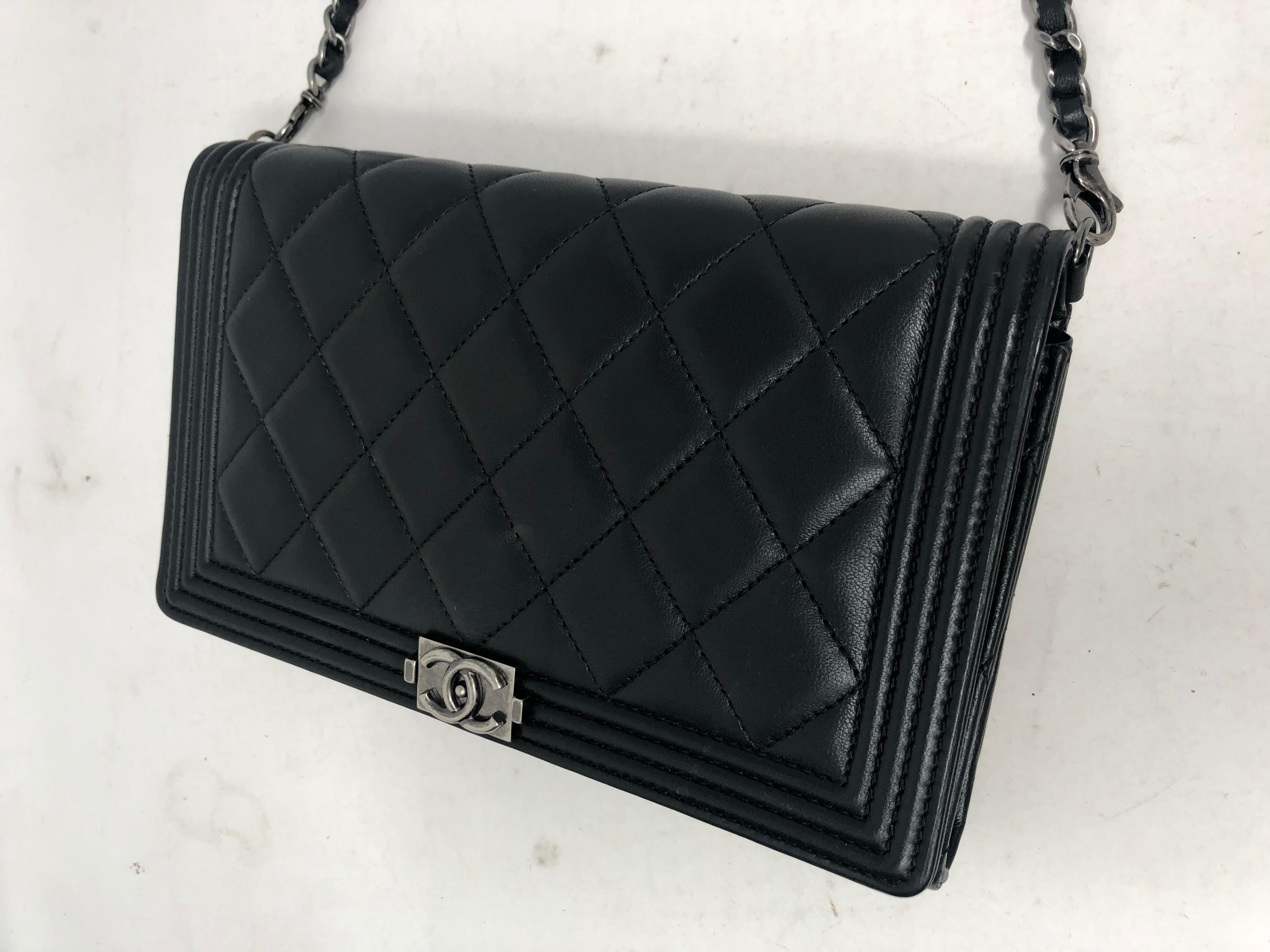 Chanel Black Wallet on Removeable Short Chain WOC  1