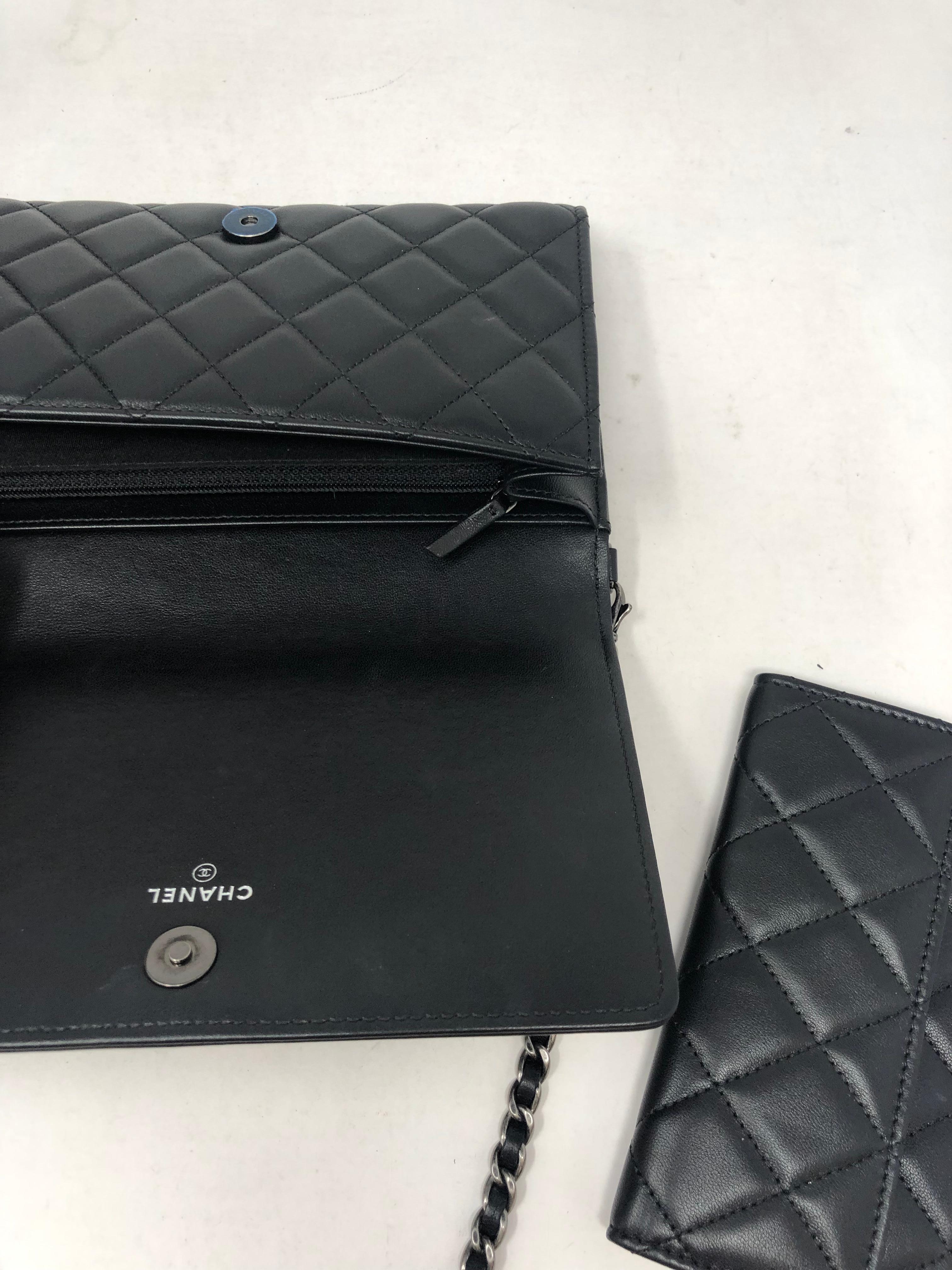 Chanel Black Wallet on Removeable Short Chain WOC  2