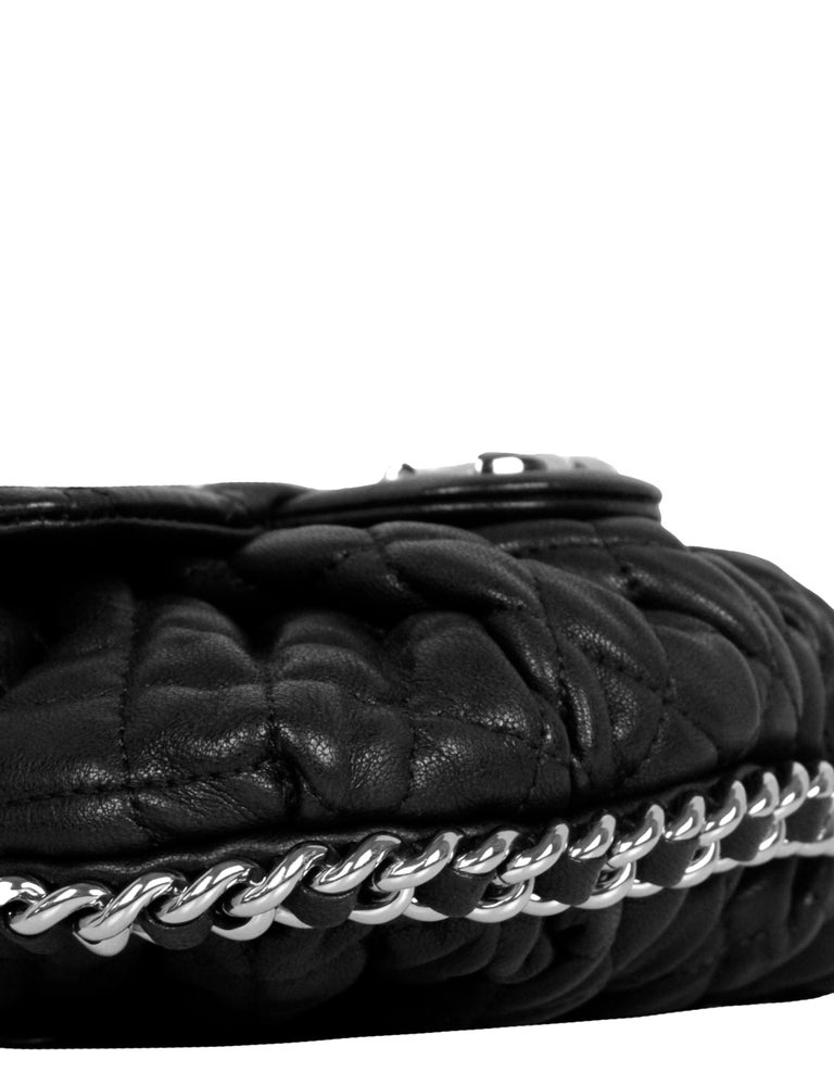 Chanel Black Washed Lambskin Quilted Mini Chain Around Flap Bag