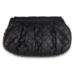 Chanel Black Washed Quilted Lambskin Medium Chain Around Flap Bag