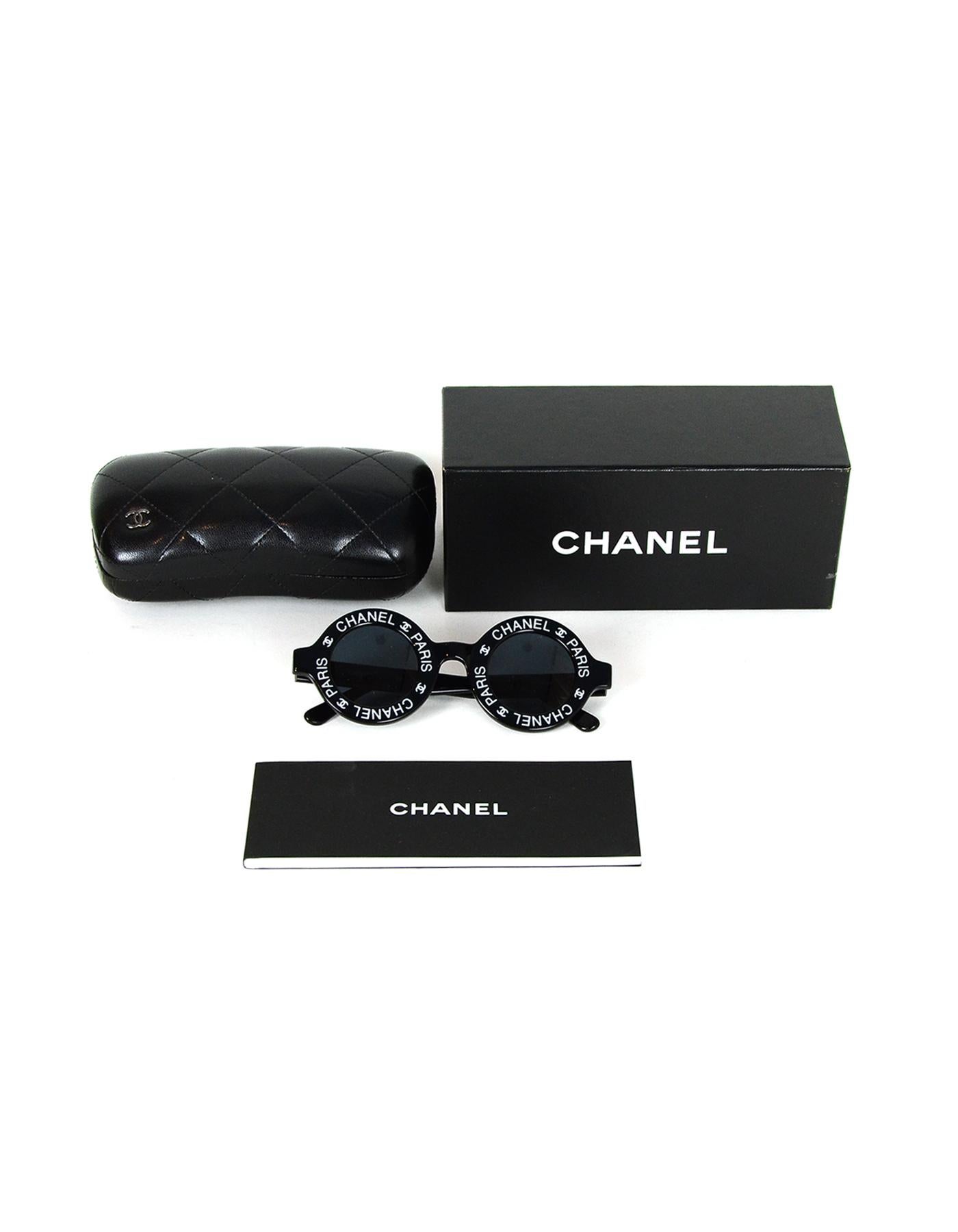 Chanel Black/White 1993 Vintage Runway Round CHANEL PARIS Sunglasses 3