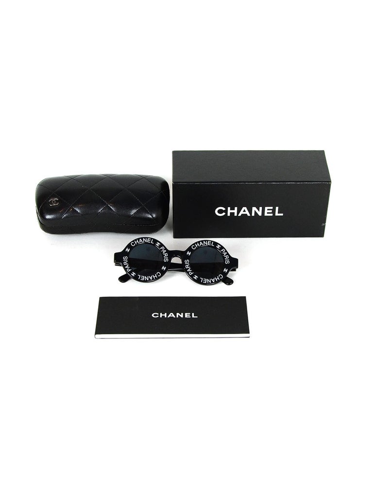 Vintage 1993 Iconic CHANEL PARIS CC Logo Round Black Sunglasses For Sale at  1stDibs
