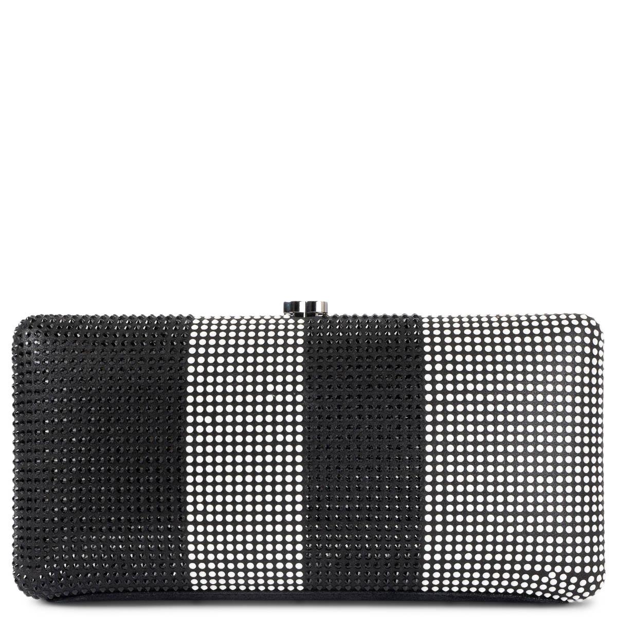 Black CHANEL black & white 2015 15C DUBAI STRASS CC MINAUDIERE Clutch Bag w Chain For Sale