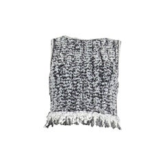 CHANEL black & white 2018 FRINGE TWEED CROP Tank Top Shirt 38 S