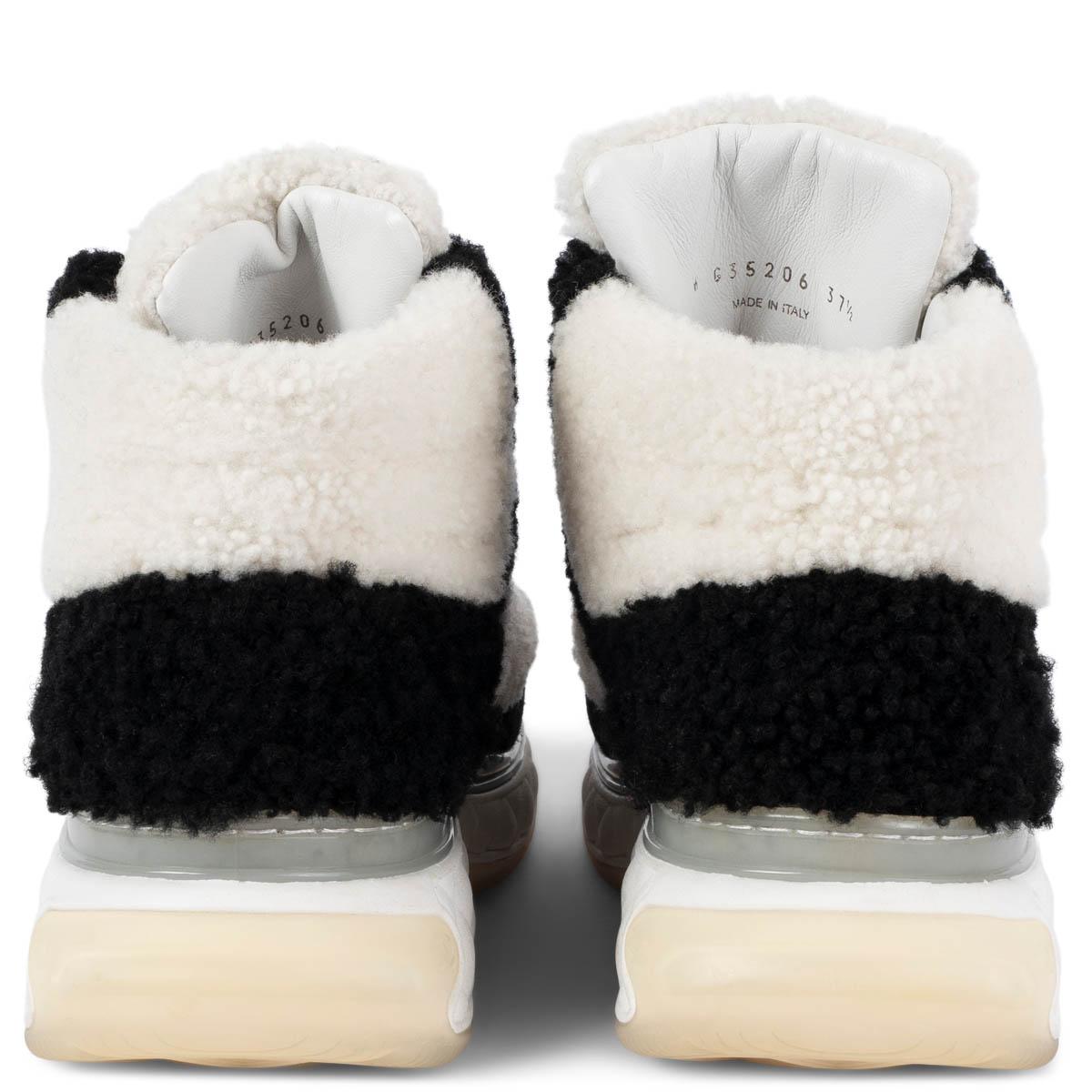 Gray CHANEL black & white 2019 19B SHEARLING Sneakers Shoes 37.5 For Sale
