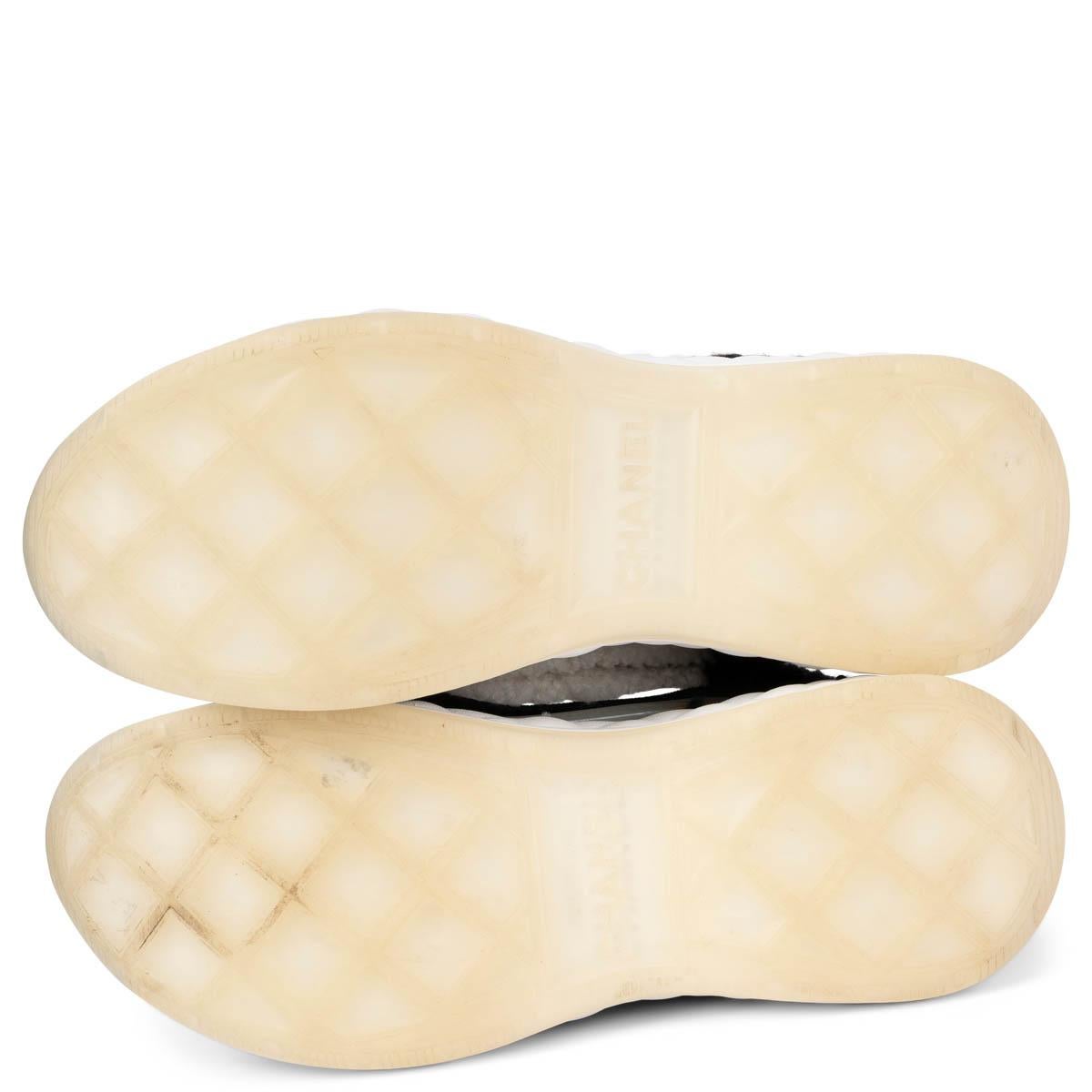 CHANEL black & white 2019 19B SHEARLING Sneakers Shoes 37.5 2