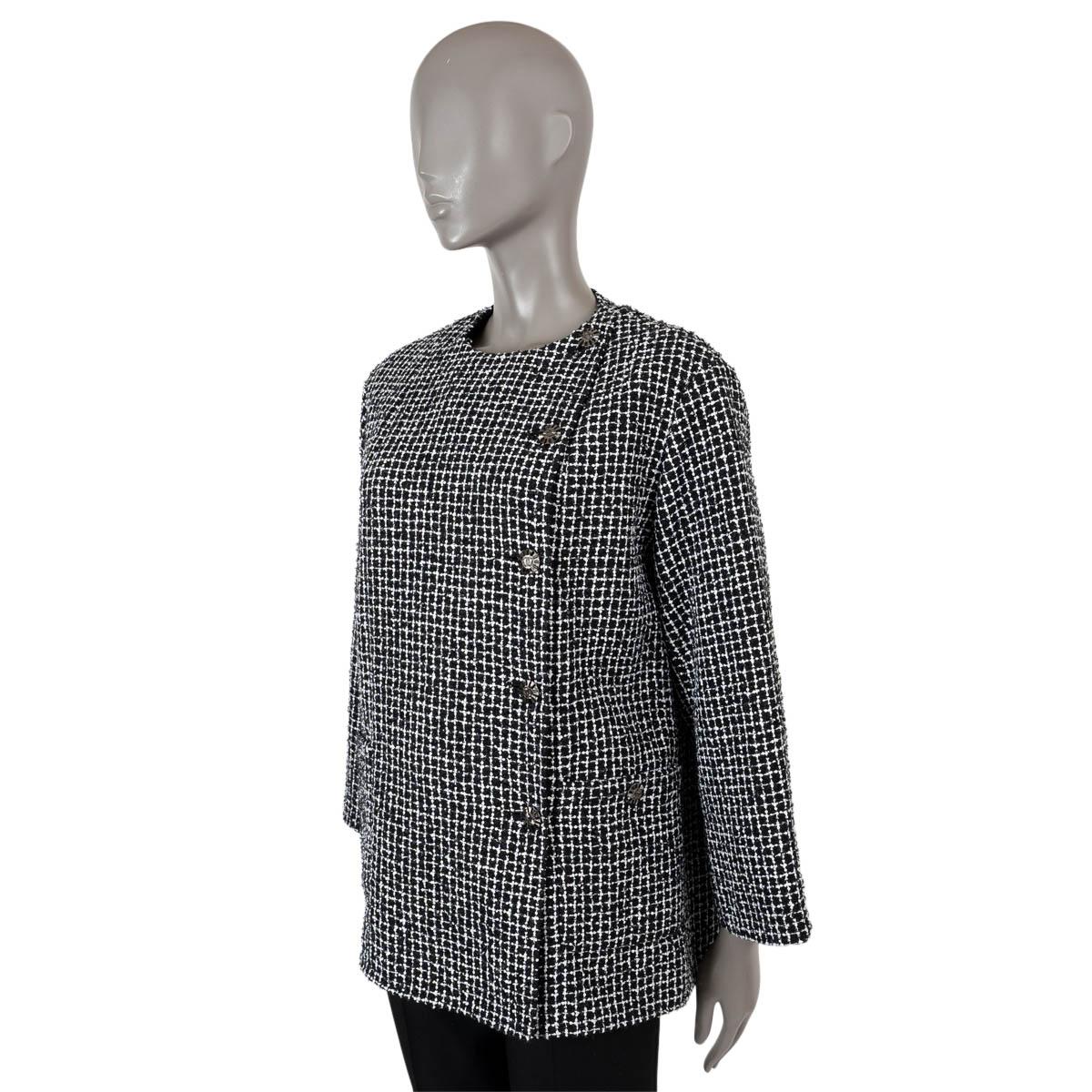CHANEL black white 2023 23C MONTE CARLO SEQUIN TWEED Jacket 38 fits M For Sale 1