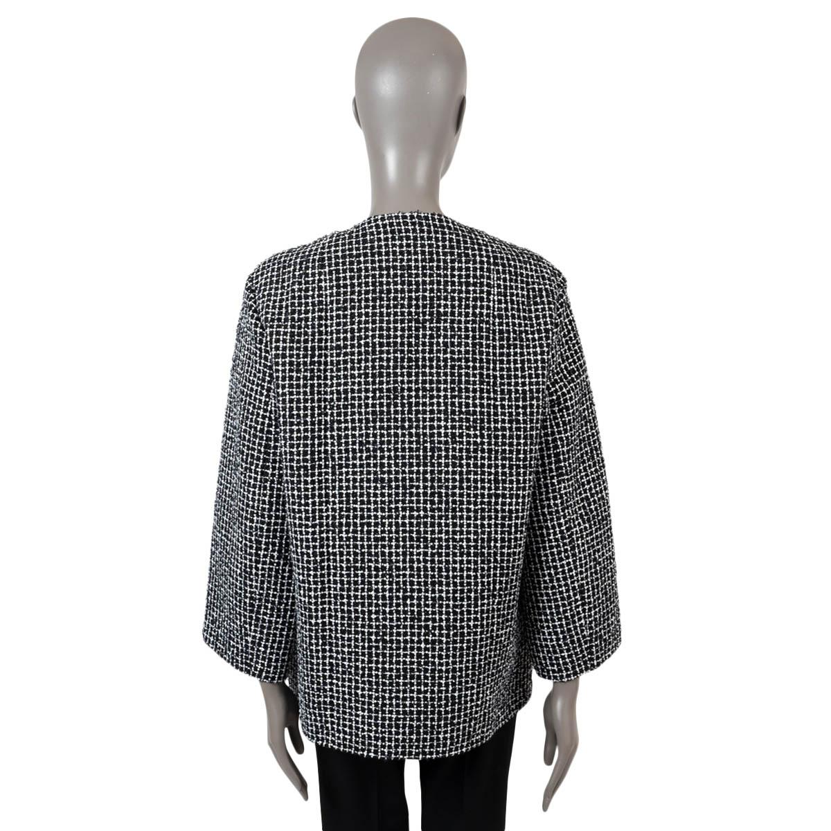 CHANEL black white 2023 23C MONTE CARLO SEQUIN TWEED Jacket 38 fits M For Sale 2