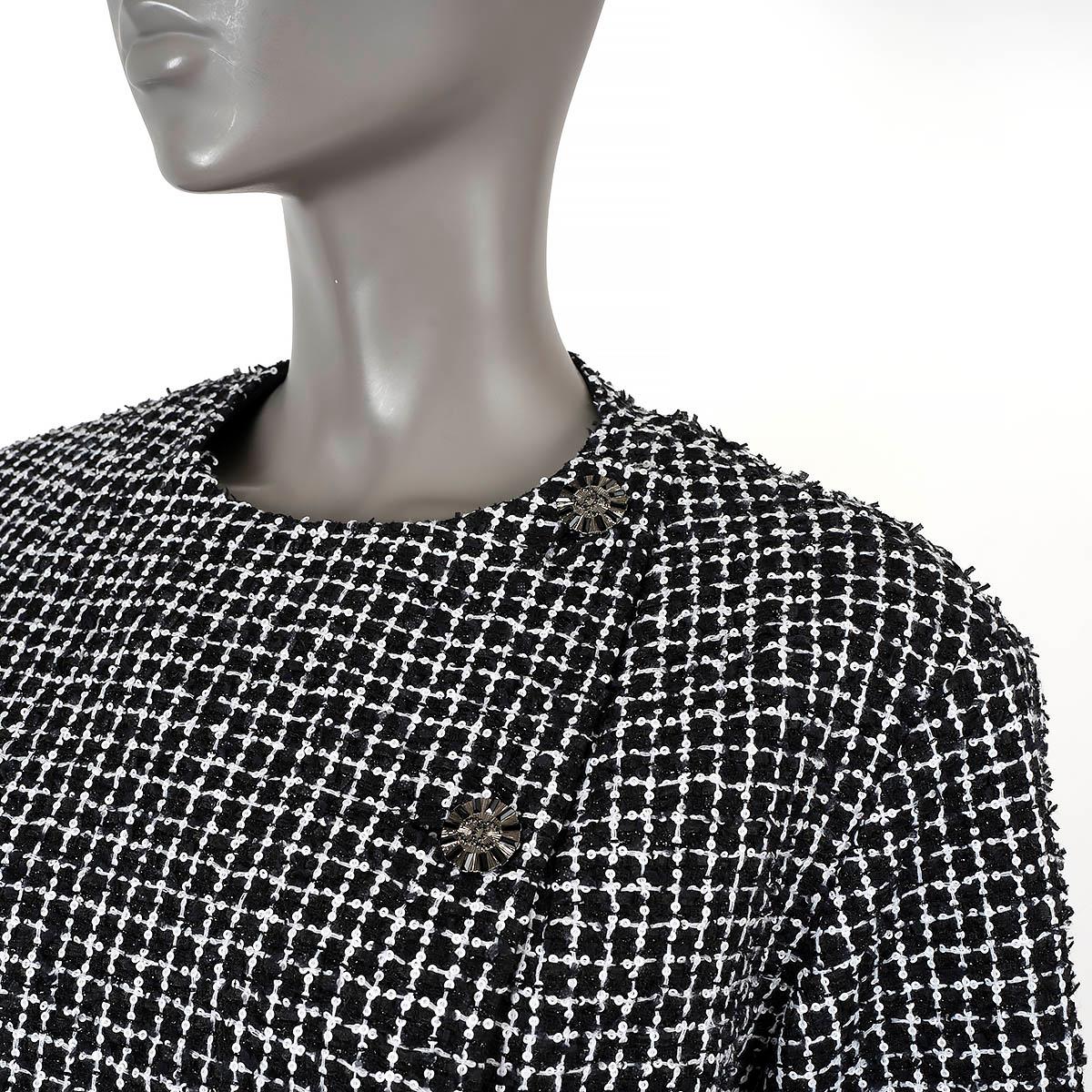 CHANEL black white 2023 23C MONTE CARLO SEQUIN TWEED Jacket 38 fits M For Sale 3