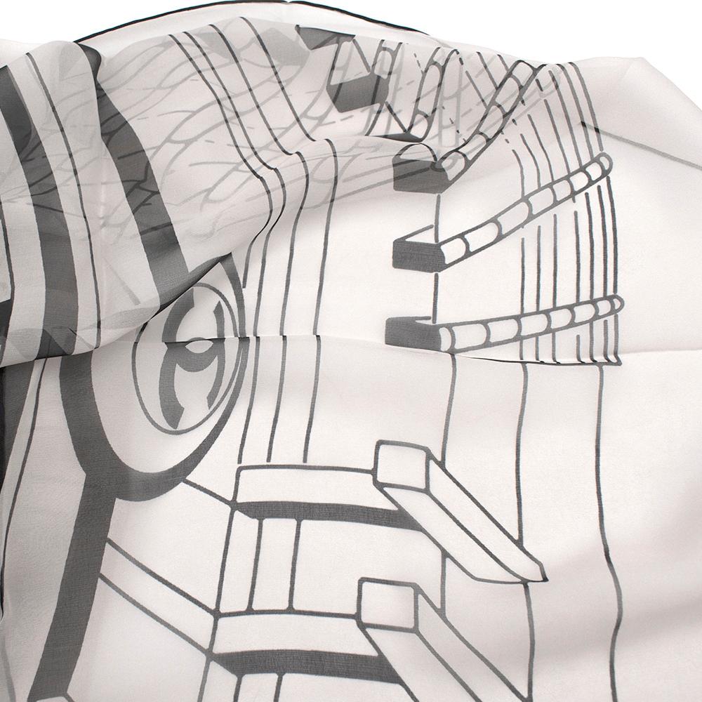 Women's or Men's Chanel Black & White Architectural Print Silk Scarf 135cm