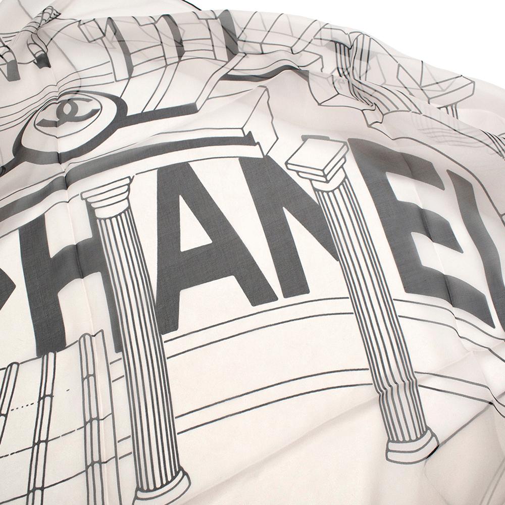 Chanel Black & White Architectural Print Silk Scarf 135cm 3