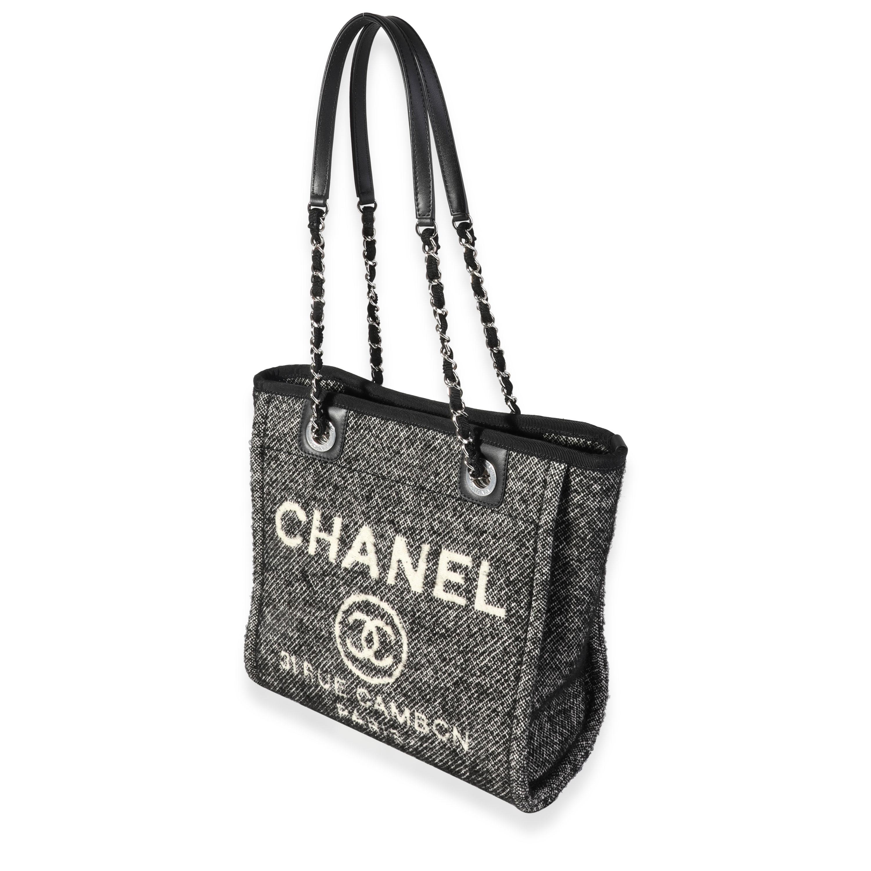 chanel deauville tote black and white