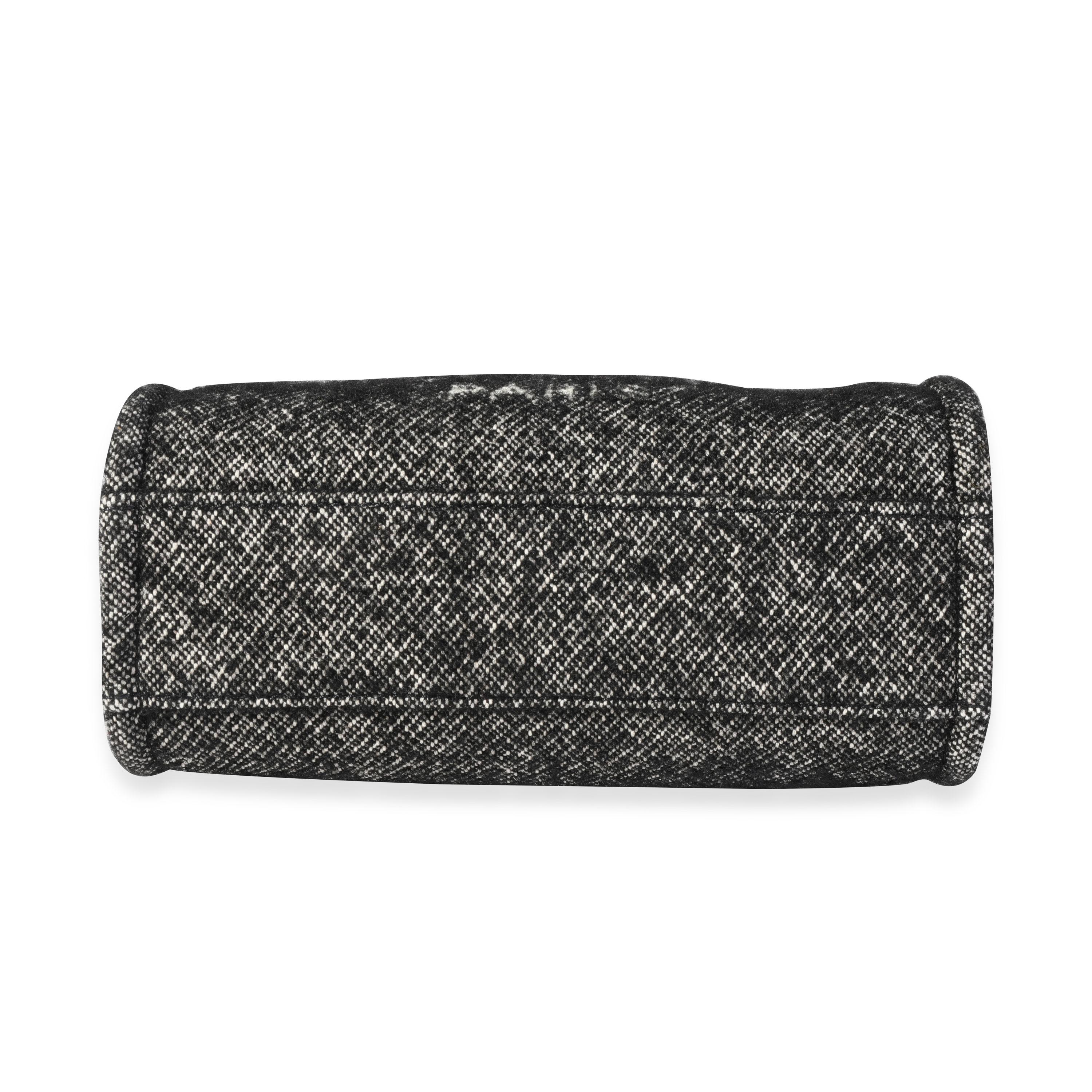 Women's Chanel Black & White Bouclé Mini Deauville Tote