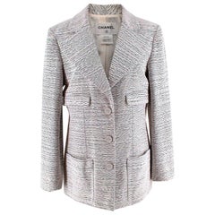 Chanel Schwarz 
Weiß Boucle Texturierte maßgeschneiderte Longline Jacke - Größe US 12