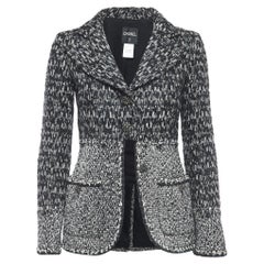 Chanel Black/White Boucle Tweed Buttoned Jacket S