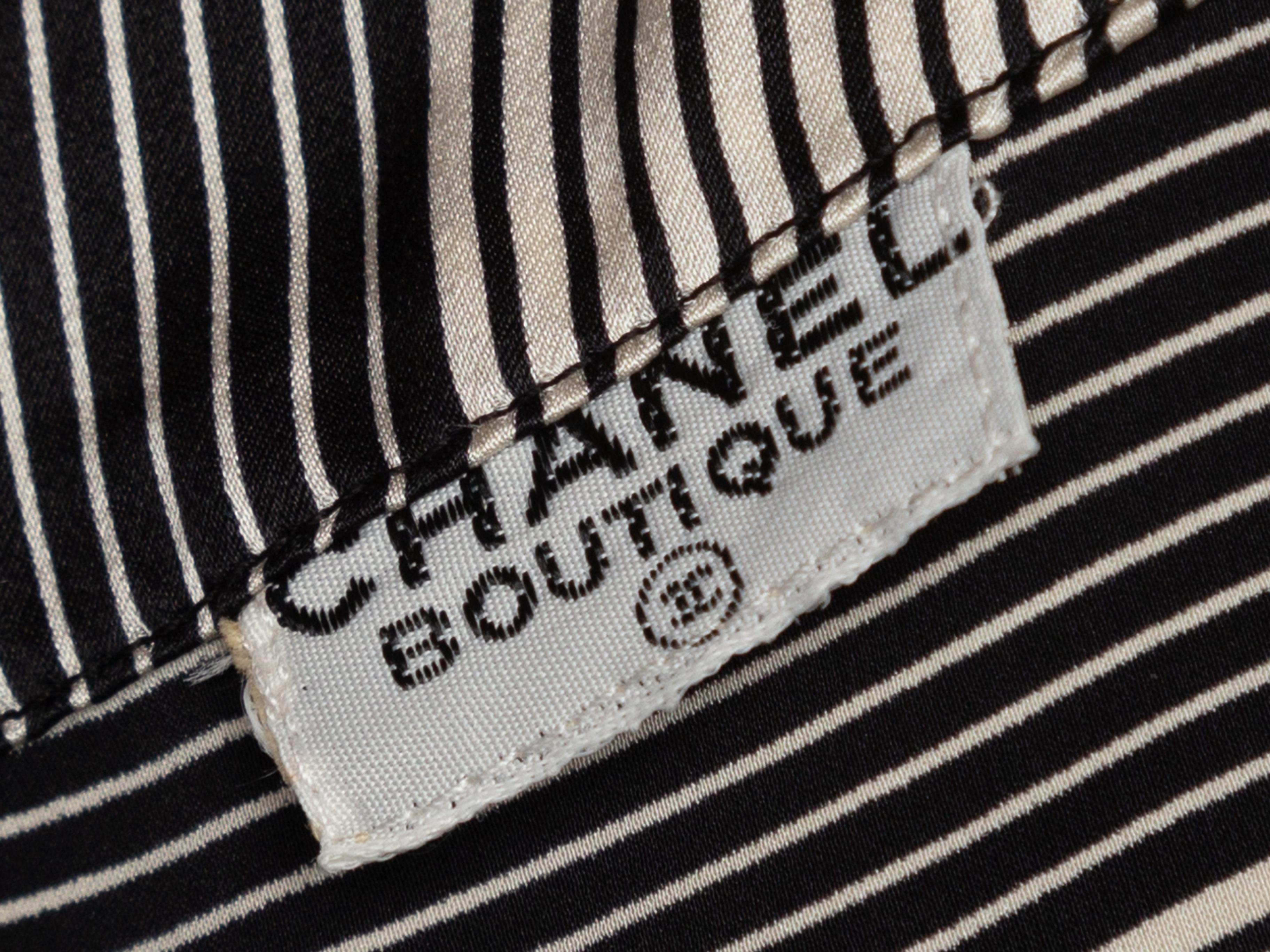 Women's Chanel Black & White Boutique Silk Striped Top