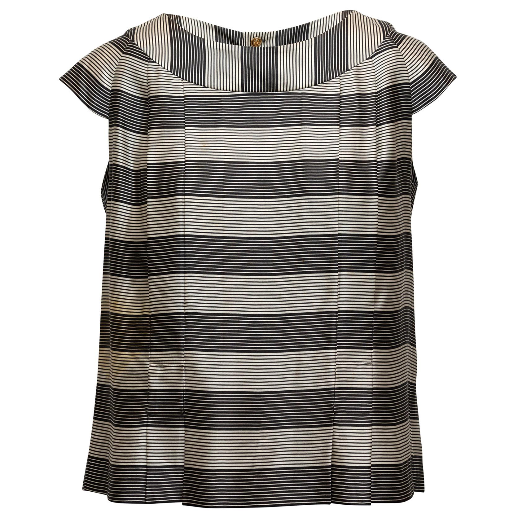 Chanel Black & White Boutique Silk Striped Top