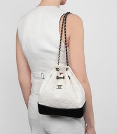 Chanel Black & White Calfskin Leather Gabrielle Backpack