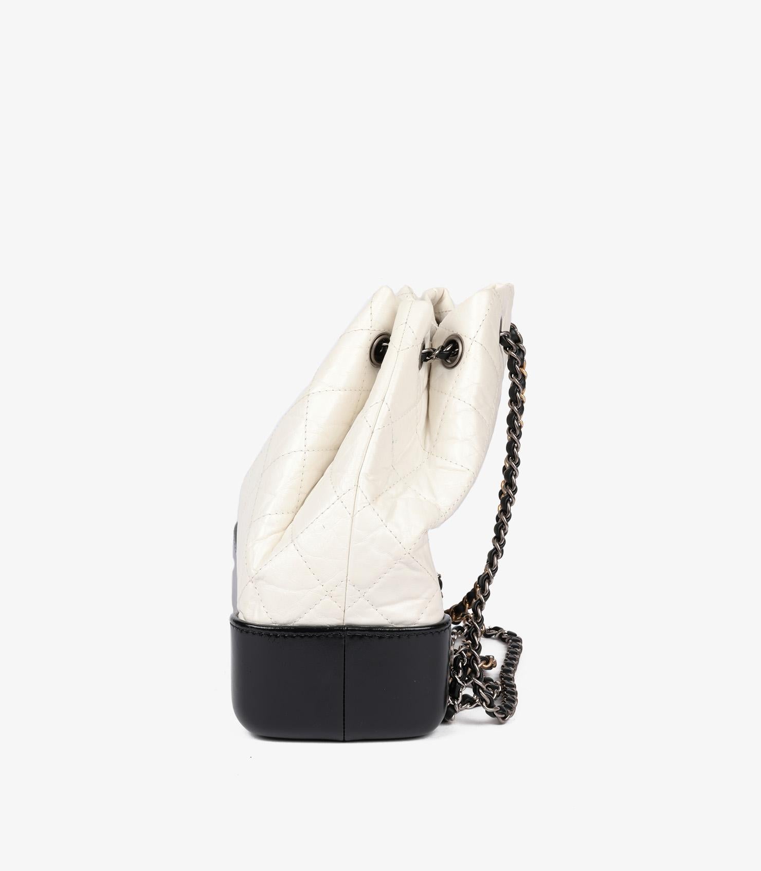 Chanel Black & White Calfskin Leather Gabrielle Backpack  For Sale 1