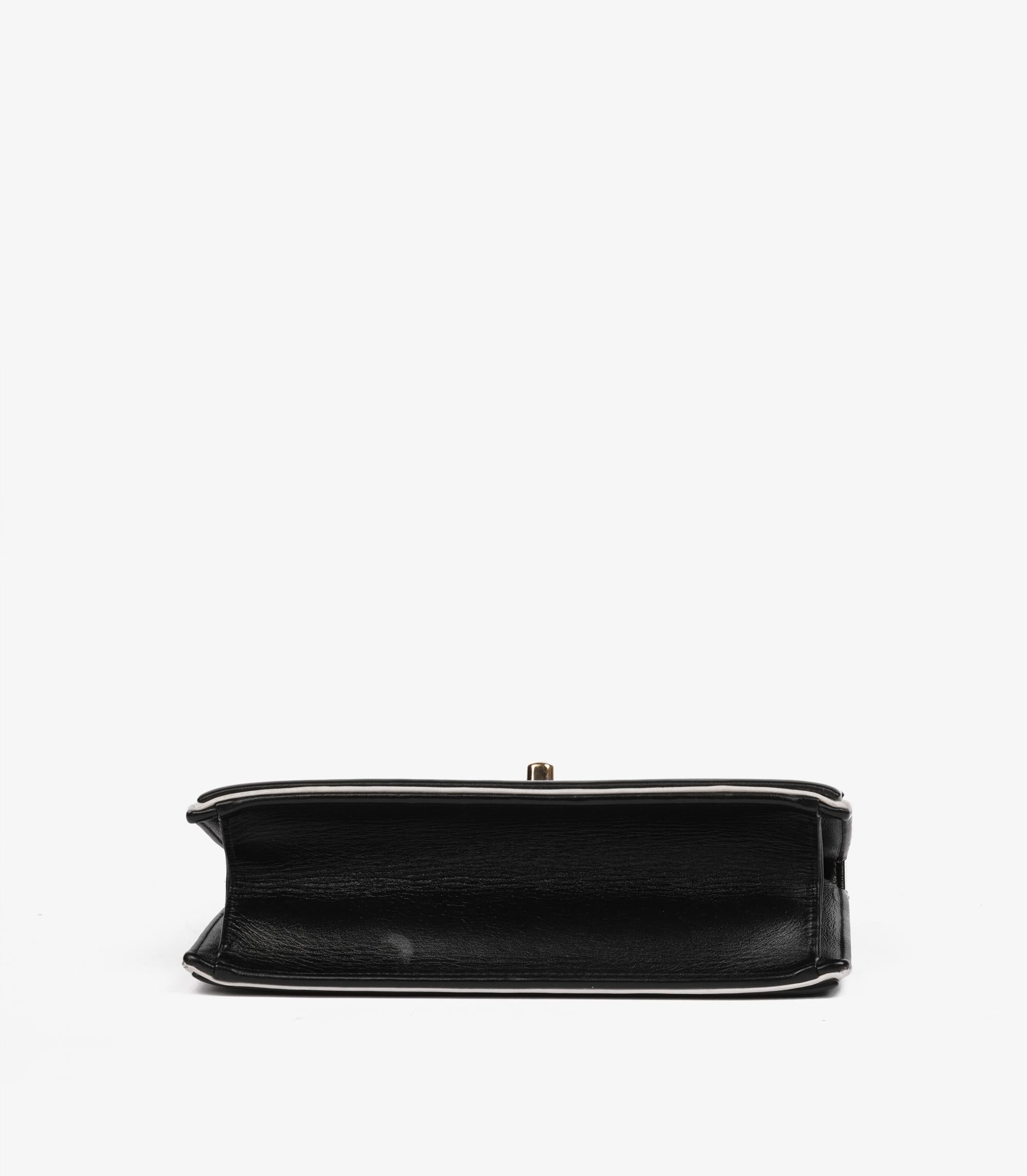 Chanel  Black & White Calfskin Leather Square Frame Single Flap Bag For Sale 3