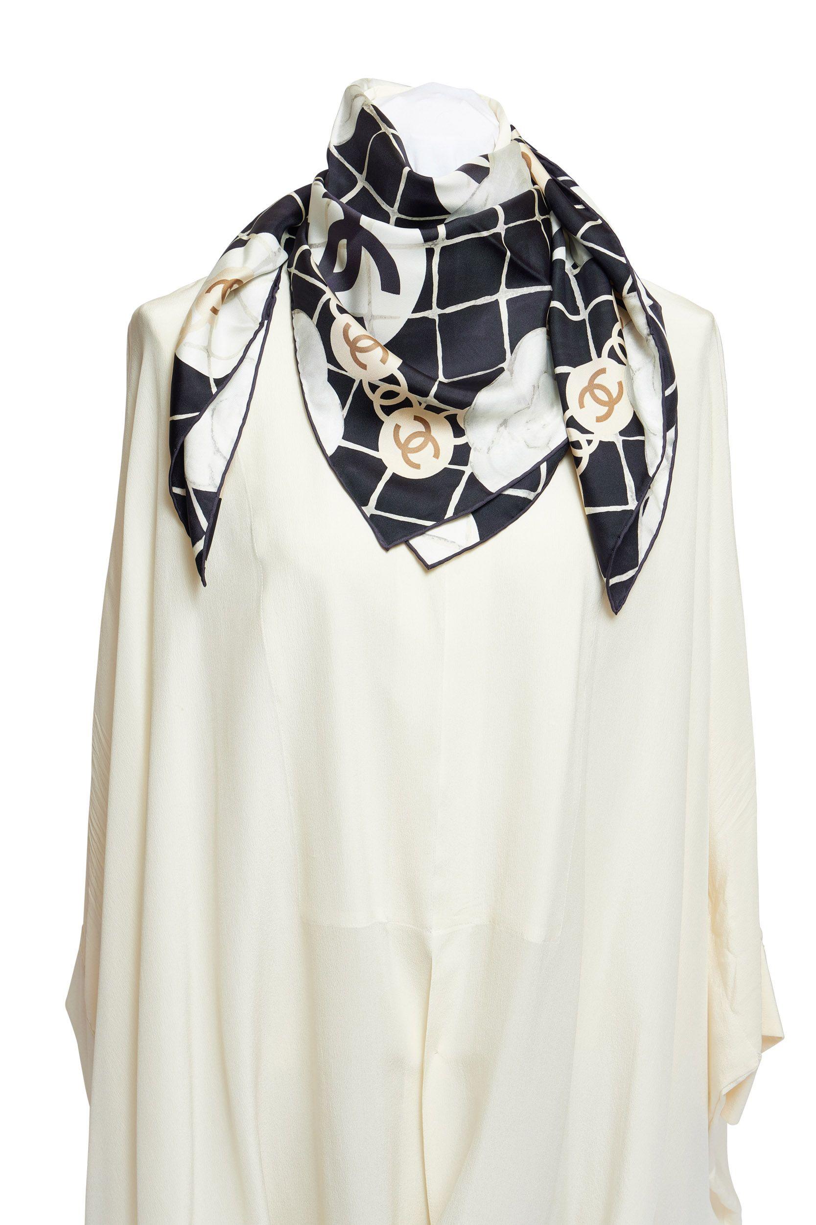 chanel black and white shawl