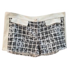 Chanel Black White Camellia Tweed Shorts