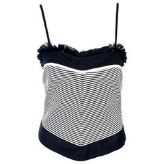 Chanel Black & White Camisole With Gathered Tulle Ruffles from 2002 Cruise 