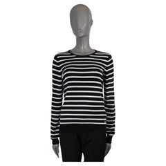 Chanel nero bianco cashmere 2008 08A STRIPED Maglione 40 M